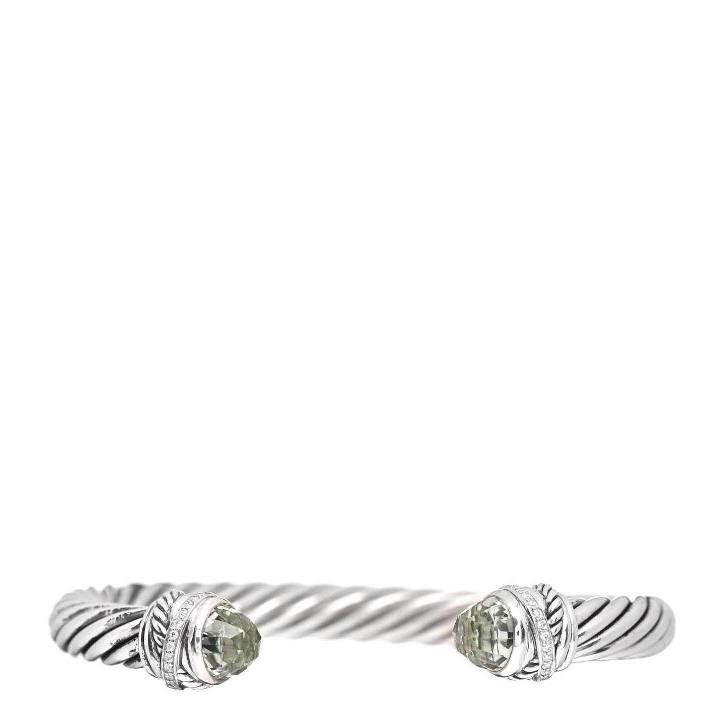 Sterling Silver Diamond Prasiolite 7mm Cable Classics Crossover Bracelet