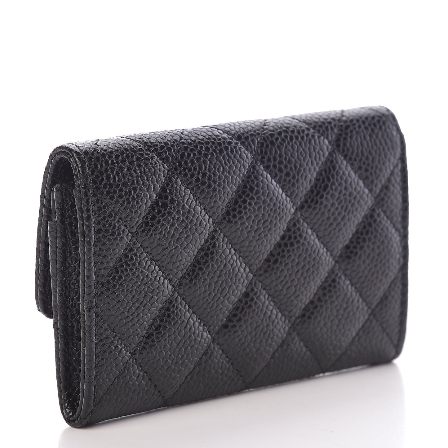 Caviar Quilted Flap Card Holder Black