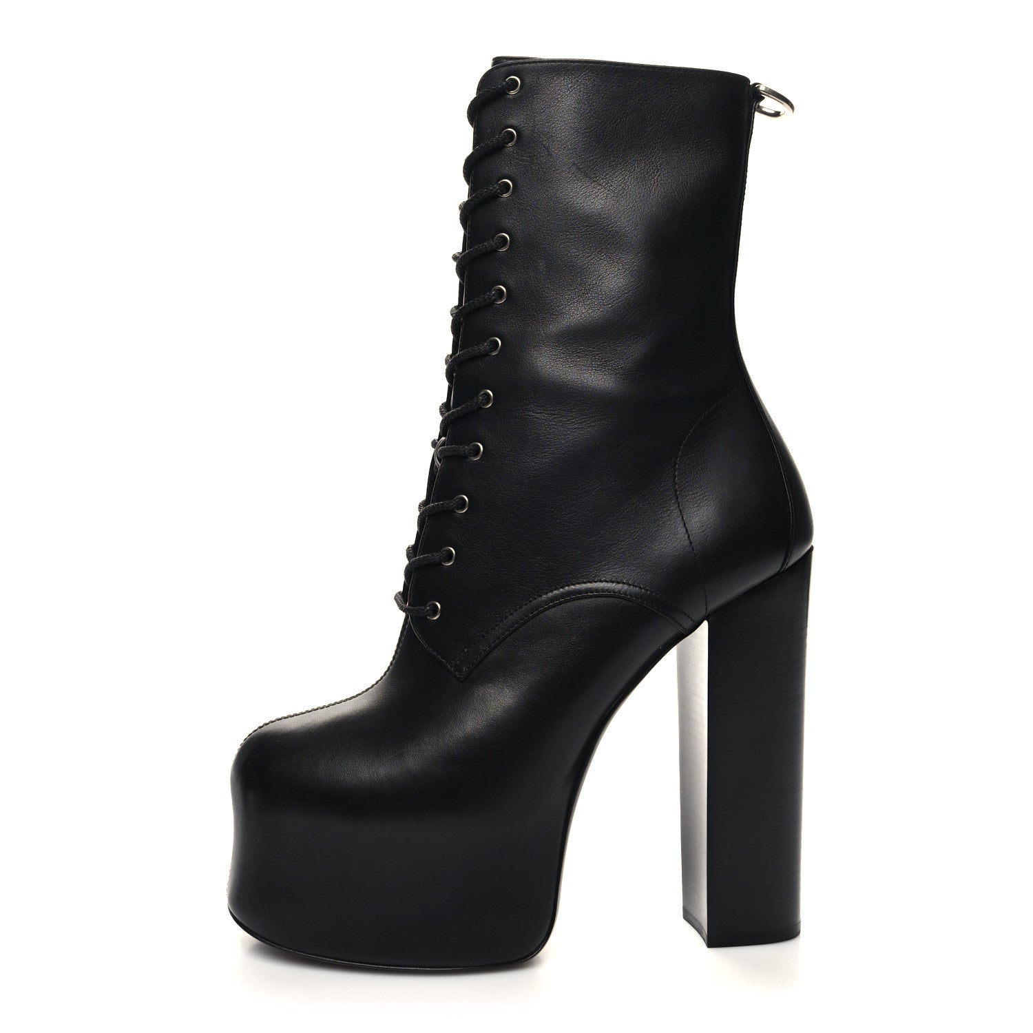 Saint Laurent Calfskin Mina Lace Up Platform Boots 41 Black 1 of 7