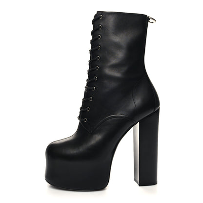 Saint Laurent Calfskin Mina Lace Up Platform Boots 41 Black 1 of 7