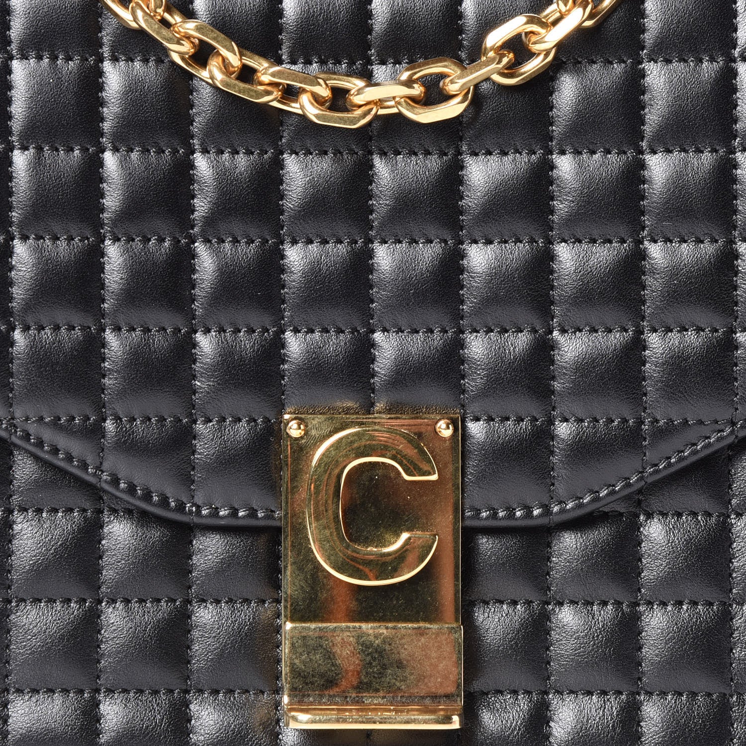 Celine Calfskin Quilted Medium C Bag Black 10 of 10