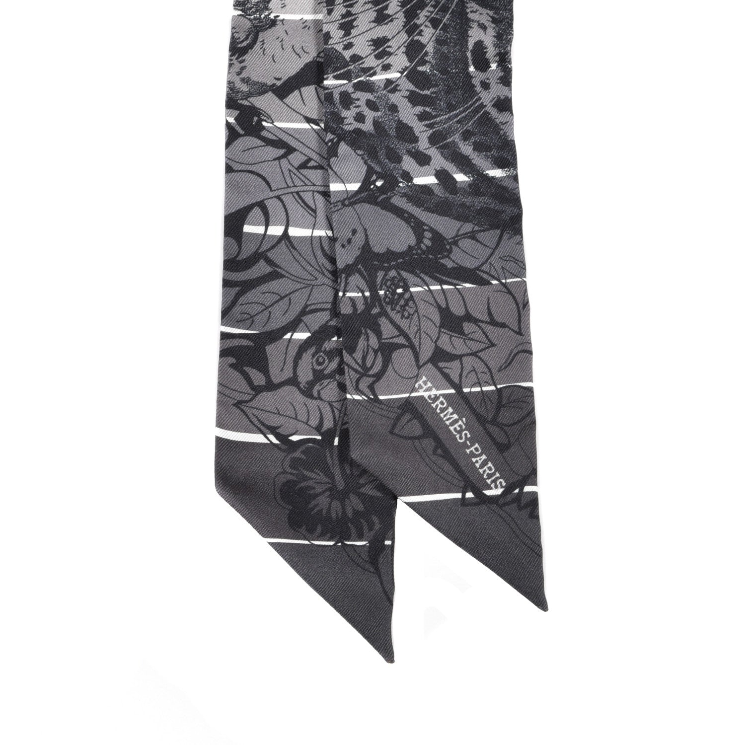 Hermes Silk Jungle Love Rainbow Twilly Gris Black White 2 of 3