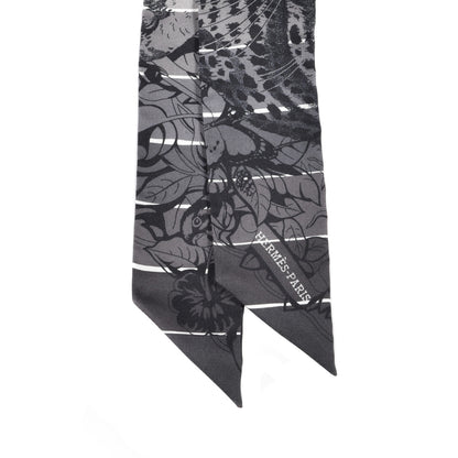 Hermes Silk Jungle Love Rainbow Twilly Gris Black White 2 of 3