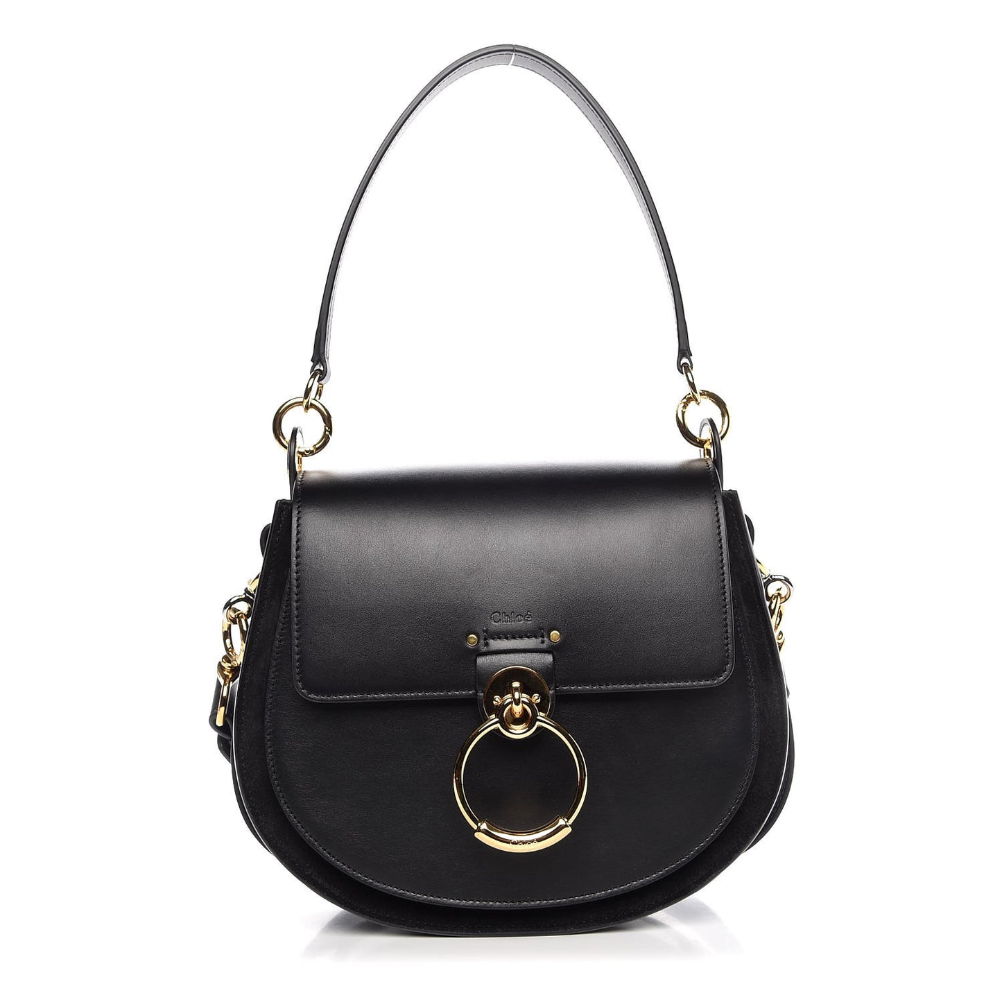 Calfskin Suede Large Tess Bag Black