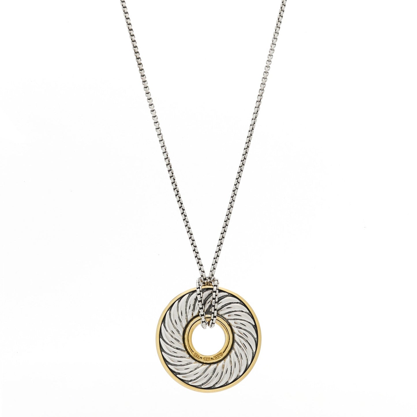 Sterling Silver 18K Yellow Gold Cable Disc Necklace