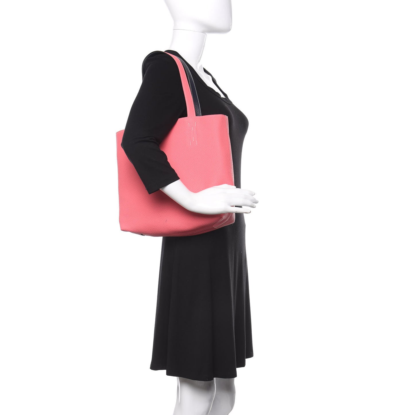 Taurillon Clemence Double Sens 30 Reversible Tote Bleu Nuit Rose Azalee