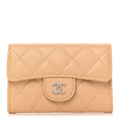 Chanel Caviar Quilted Flap Card Holder Wallet Beige 1 of 9