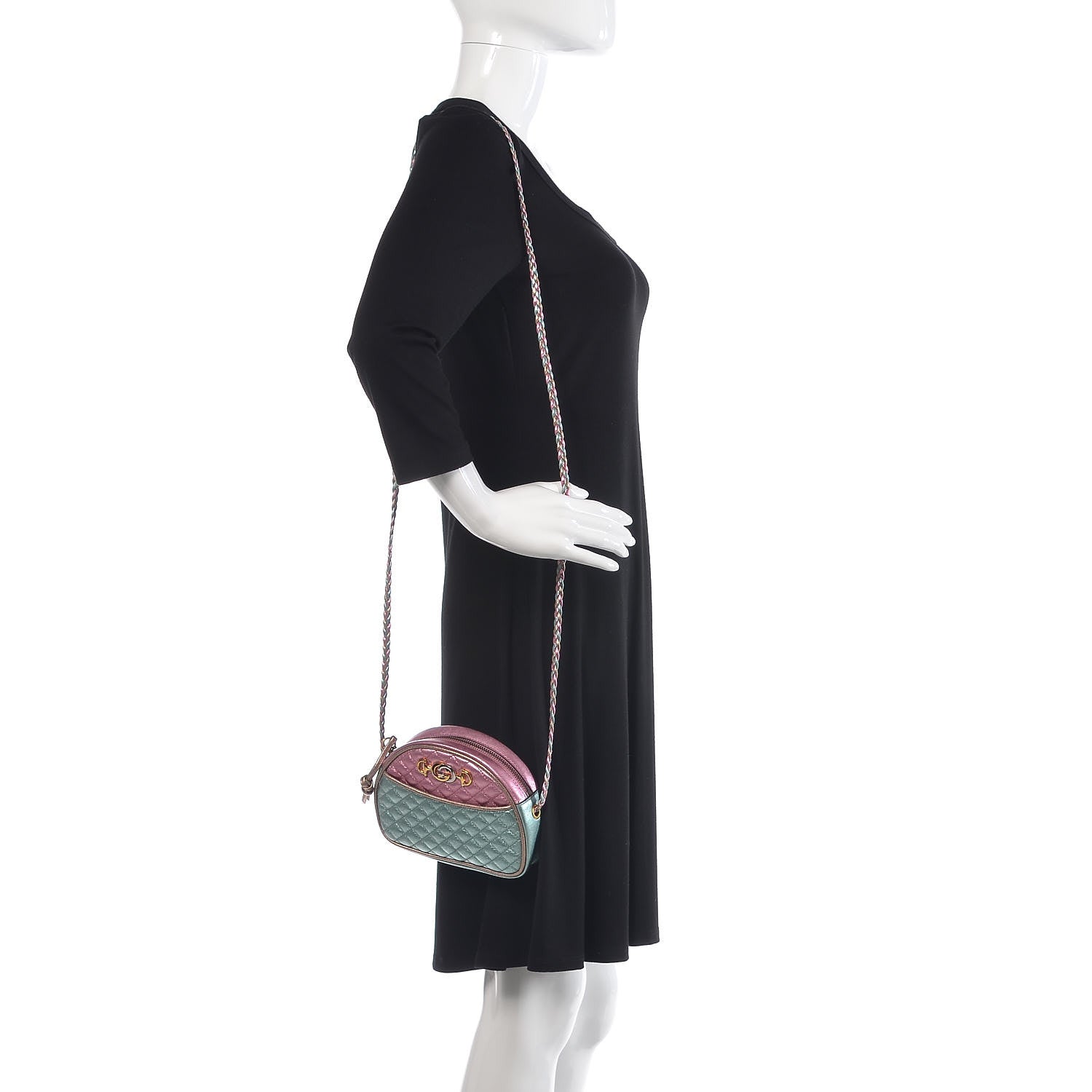 Gucci Laminated Nappa Trapuntata Mini Zumi Dome Shoulder Bag Rosa Lago Rame 2 of 8