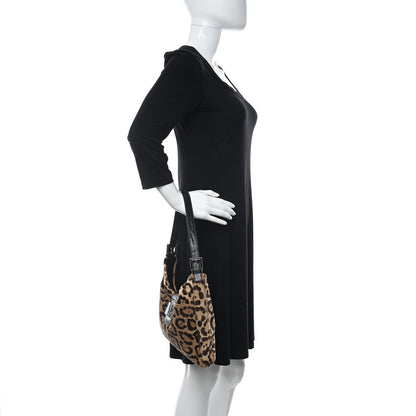 Fendi Calf Hair Leopard Print Shoulder Bag Brown Black 2 of 19