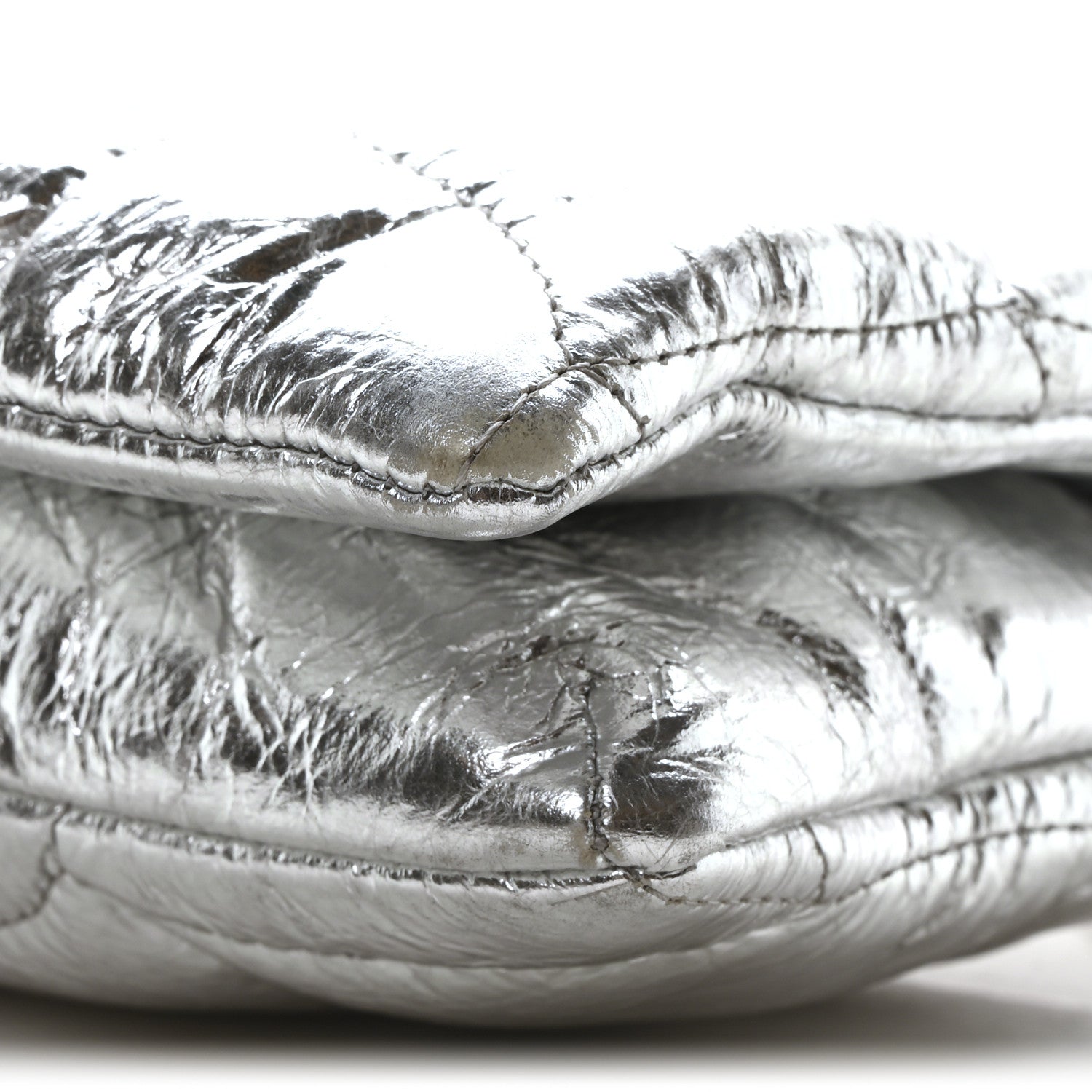 Mulberry Metallic Crinkled Nappa Pillow Quilted Tiny Softie Bag