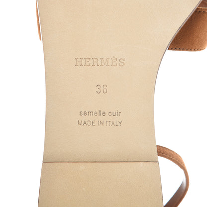 Hermes Suede Santorini Sandals 36 Terre De Siene 6 of 7