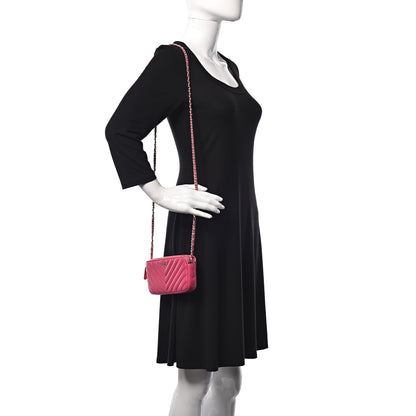 Chanel Lambskin Chevron Quilted Small Clutch With Chain Pink 2 of 13