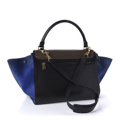 Celine Bullhide Calfskin Nubuck Medium Tri-color Trapeze Coffee 4 of 13