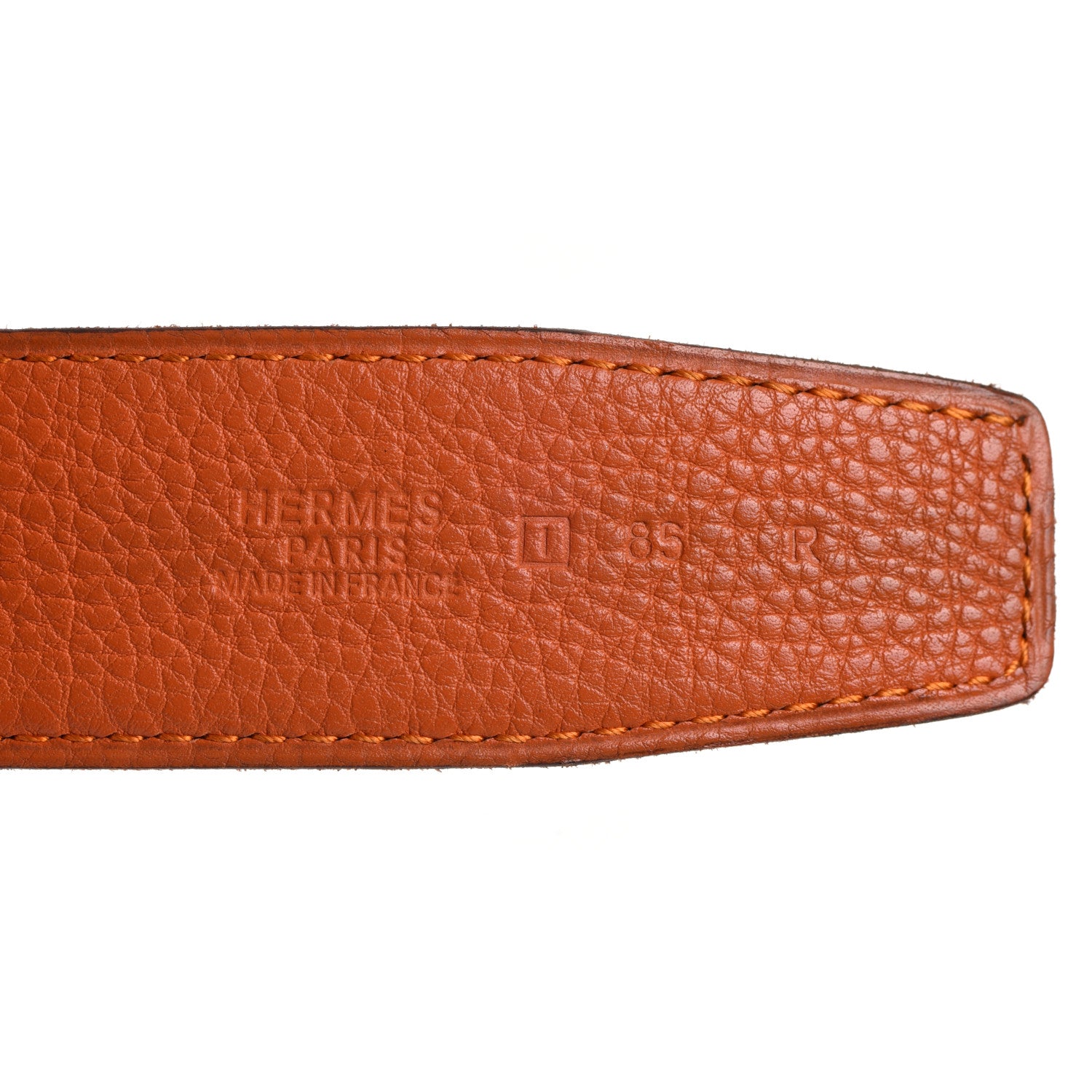 Hermes Box Togo 32mm H Belt 85 Black Orange 7 of 11