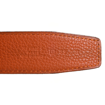 Hermes Box Togo 32mm H Belt 85 Black Orange 7 of 11