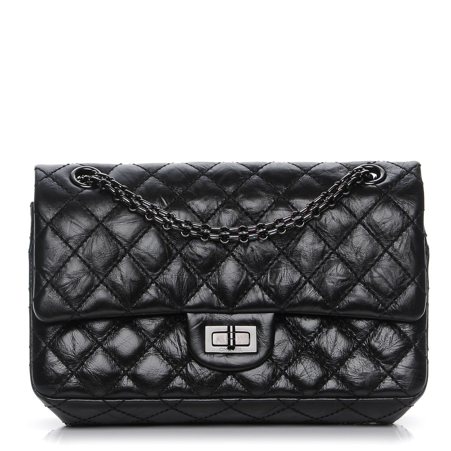 Aged Calfskin Quilted 2.55 Reissue 225 Flap So Black