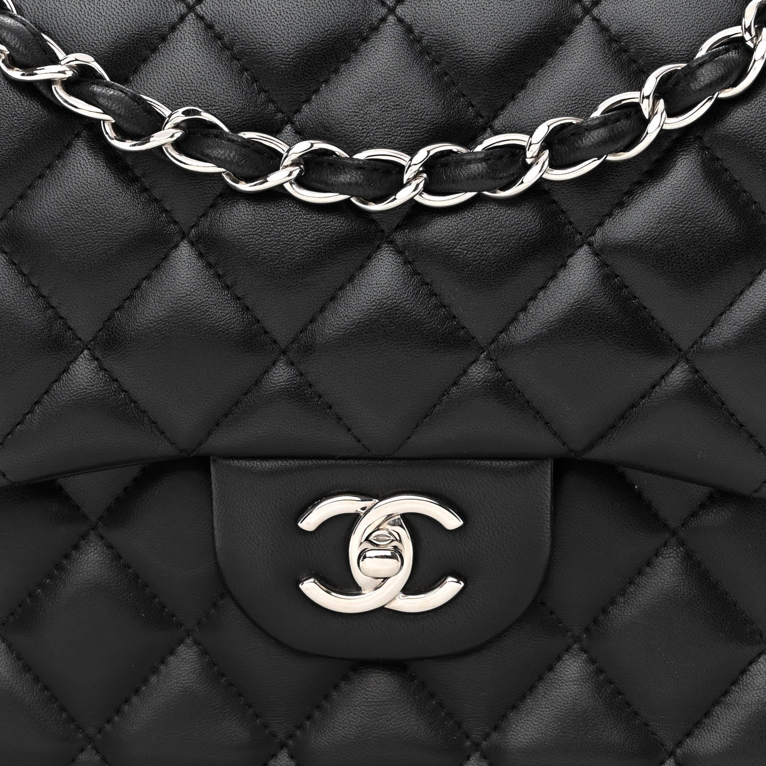Chanel Lambskin Quilted Jumbo Double Flap Black 8 of 11