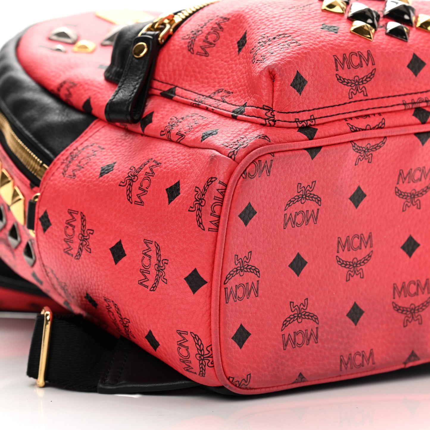 Visetos Studded Colorblock Small Stark Brock Backpack Coral Black