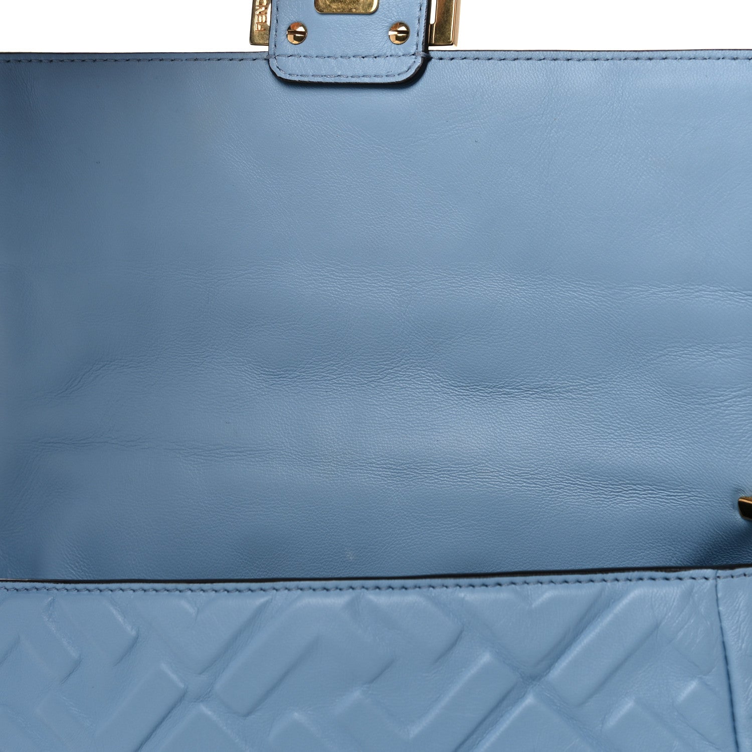 Fendi Nappa FF 1974 Embossed Baguette Azzurro Baby 11 of 16