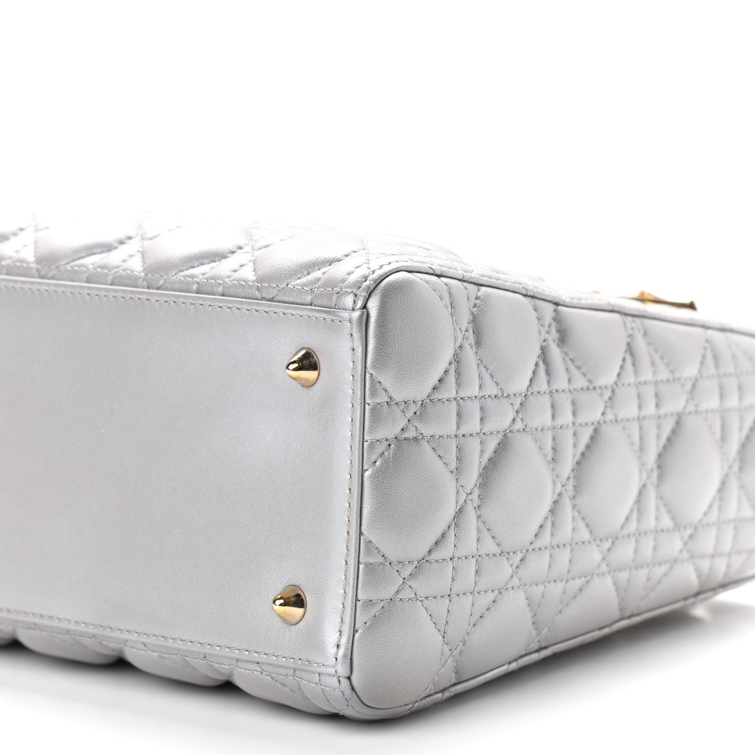 Christian Dior Pearly Lambskin Cannage Medium Lady Dior Grey 9 of 10