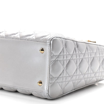 Christian Dior Pearly Lambskin Cannage Medium Lady Dior Grey 9 of 10