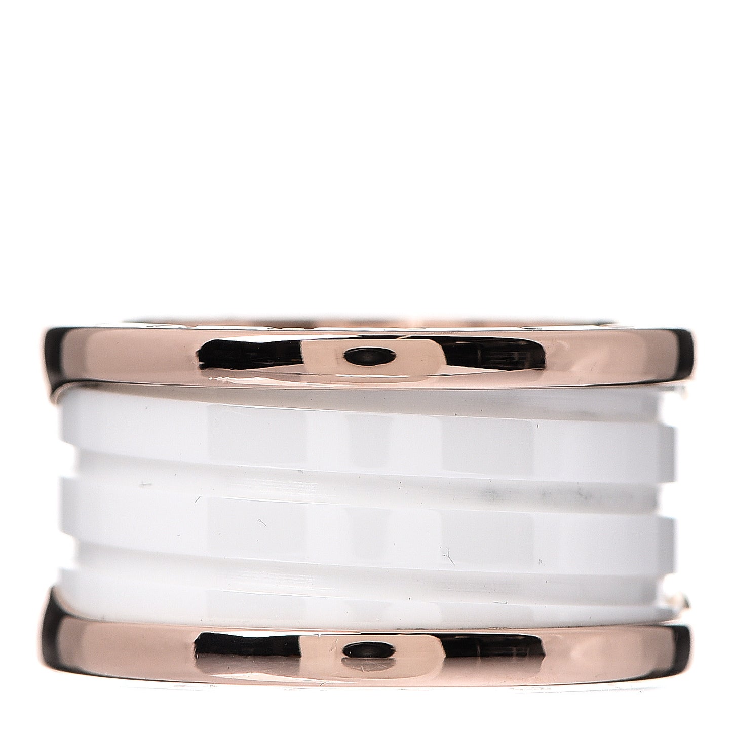 18K Rose Gold White Ceramic B.Zero1 Four-Band Ring 56 7.5