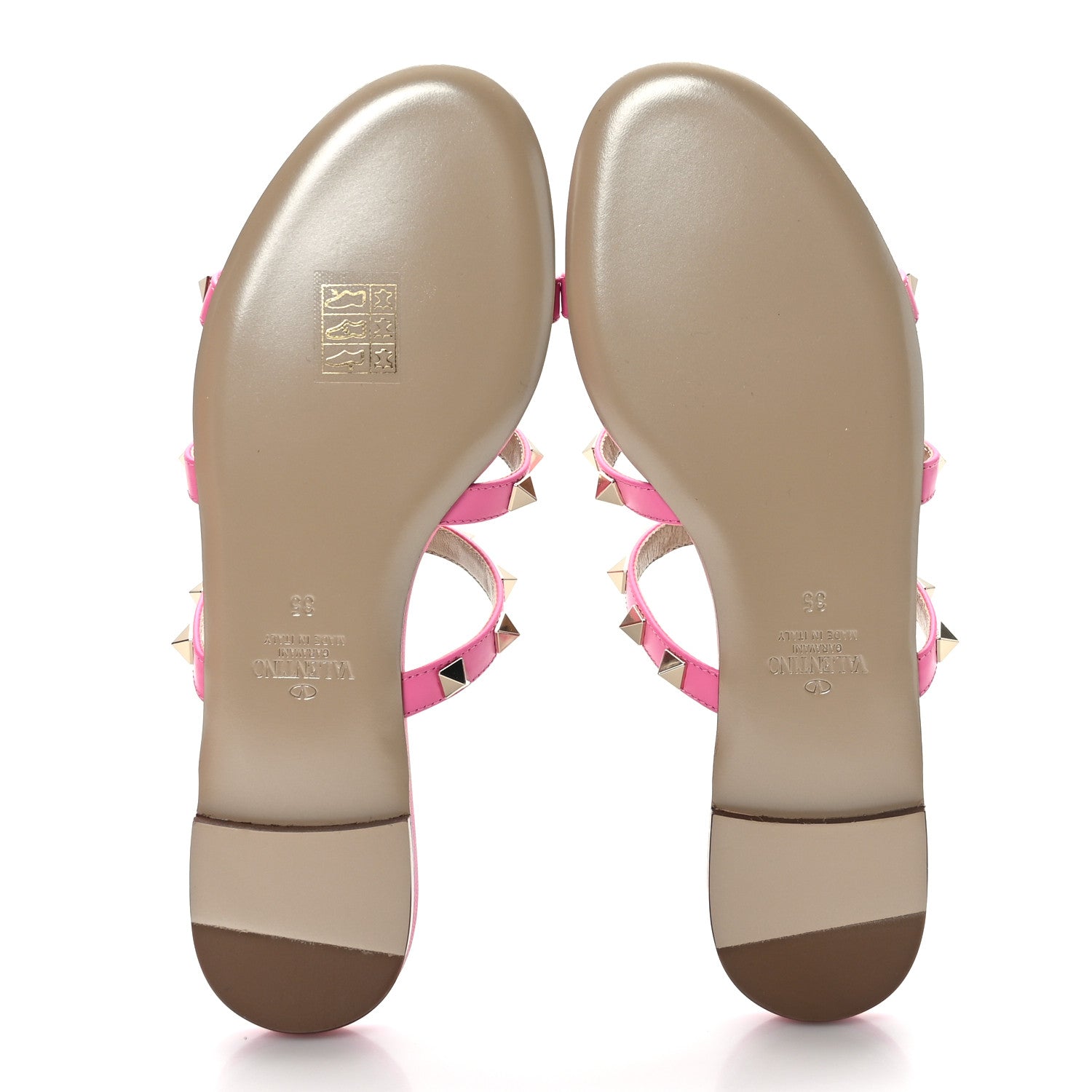 Valentino Garavani Nappa Rockstud Caged Flat Slide Sandals 35 Feminine Pink 6 of 9