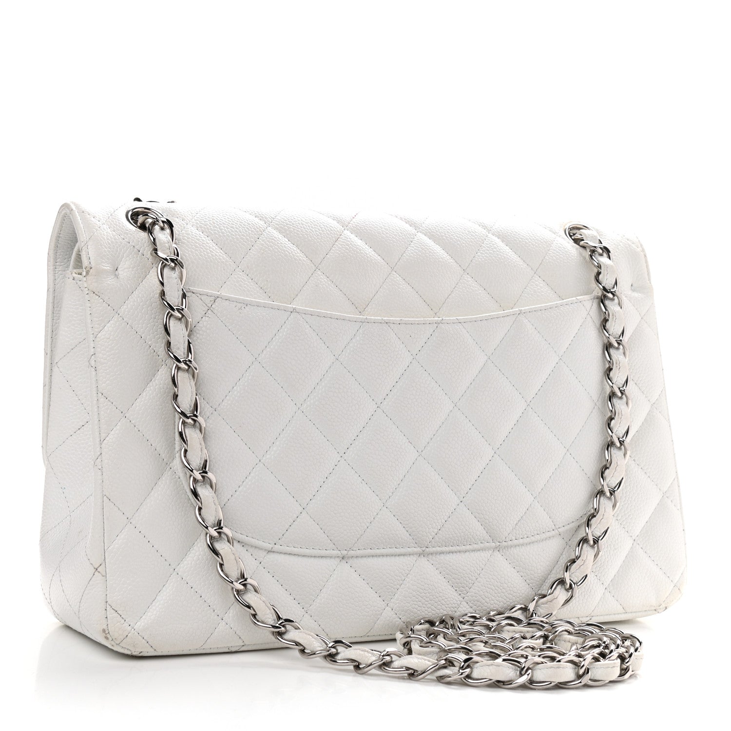Chanel Caviar Quilted Jumbo Double Flap White 3 of 32
