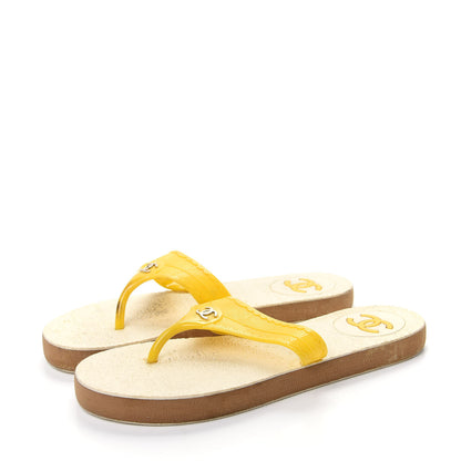 Chanel Jelly CC Thong Sandals 40 Yellow 3 of 13