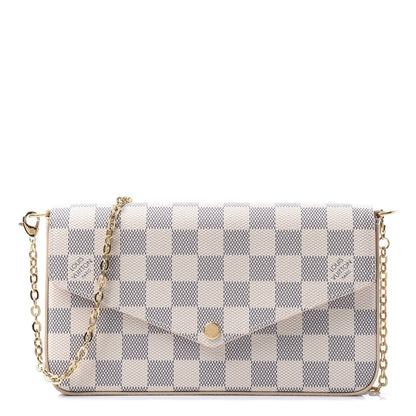 Louis Vuitton Damier Azur Pochette Felicie Chain Wallet Rose Ballerine 1 of 10