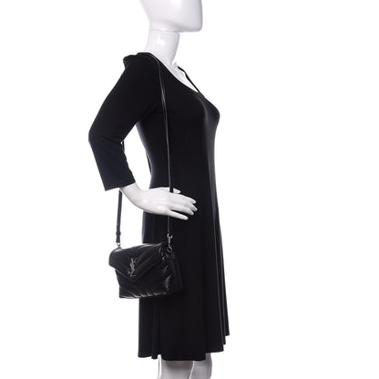 Saint Laurent Calfskin Y Quilted Monogram Toy Loulou Crossbody Bag Black 2 of 10