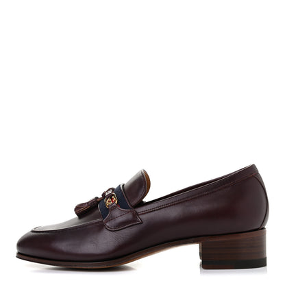 Gucci Calfskin Web Interlocking G Tassel Loafers 37 Ruby Bordeaux 1 of 8
