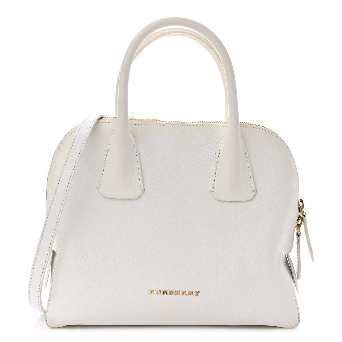 London Grainy Calfskin Small Greenwood Bowling Bag White