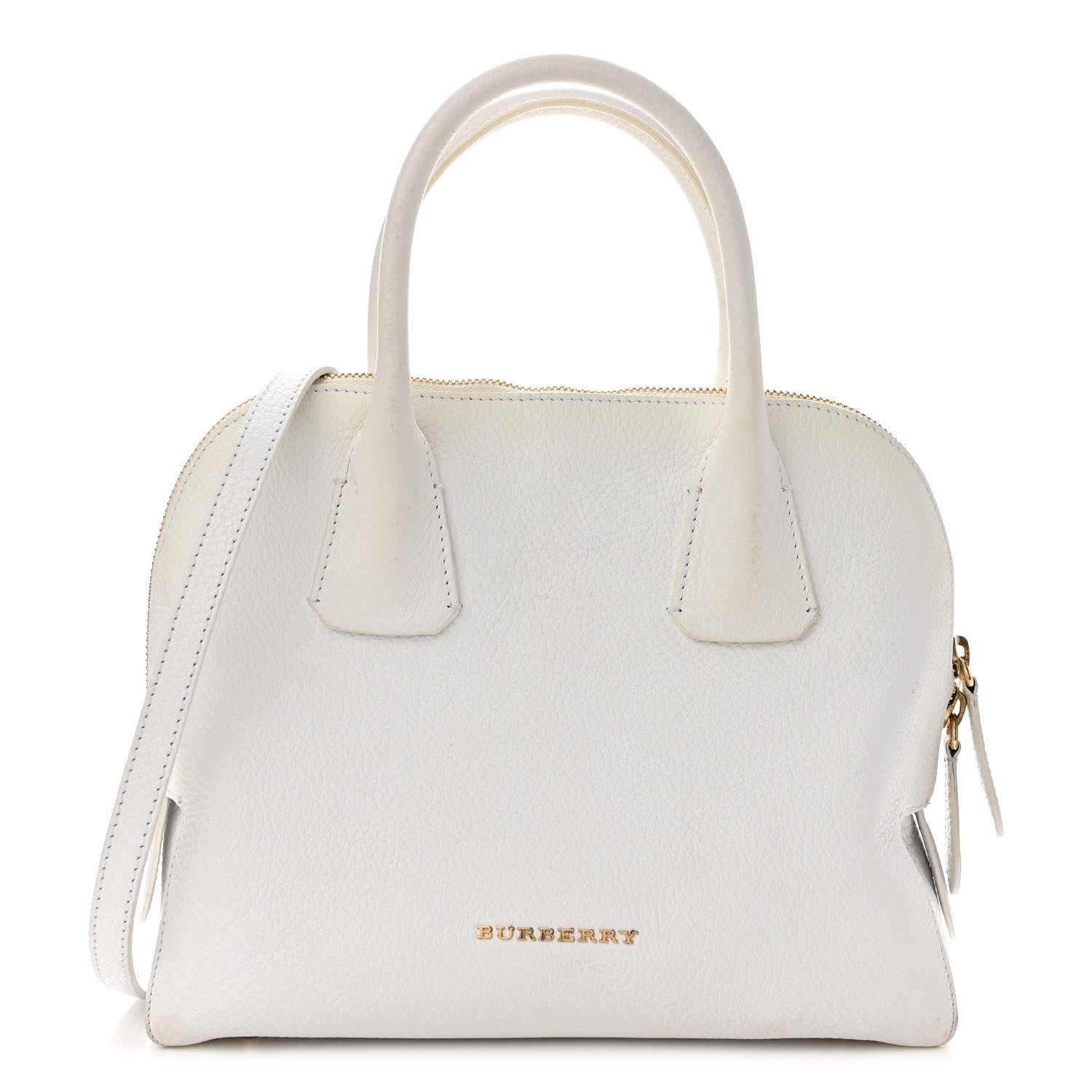 Burberry London Grainy Calfskin Small Greenwood Bowling Bag White 1 of 12