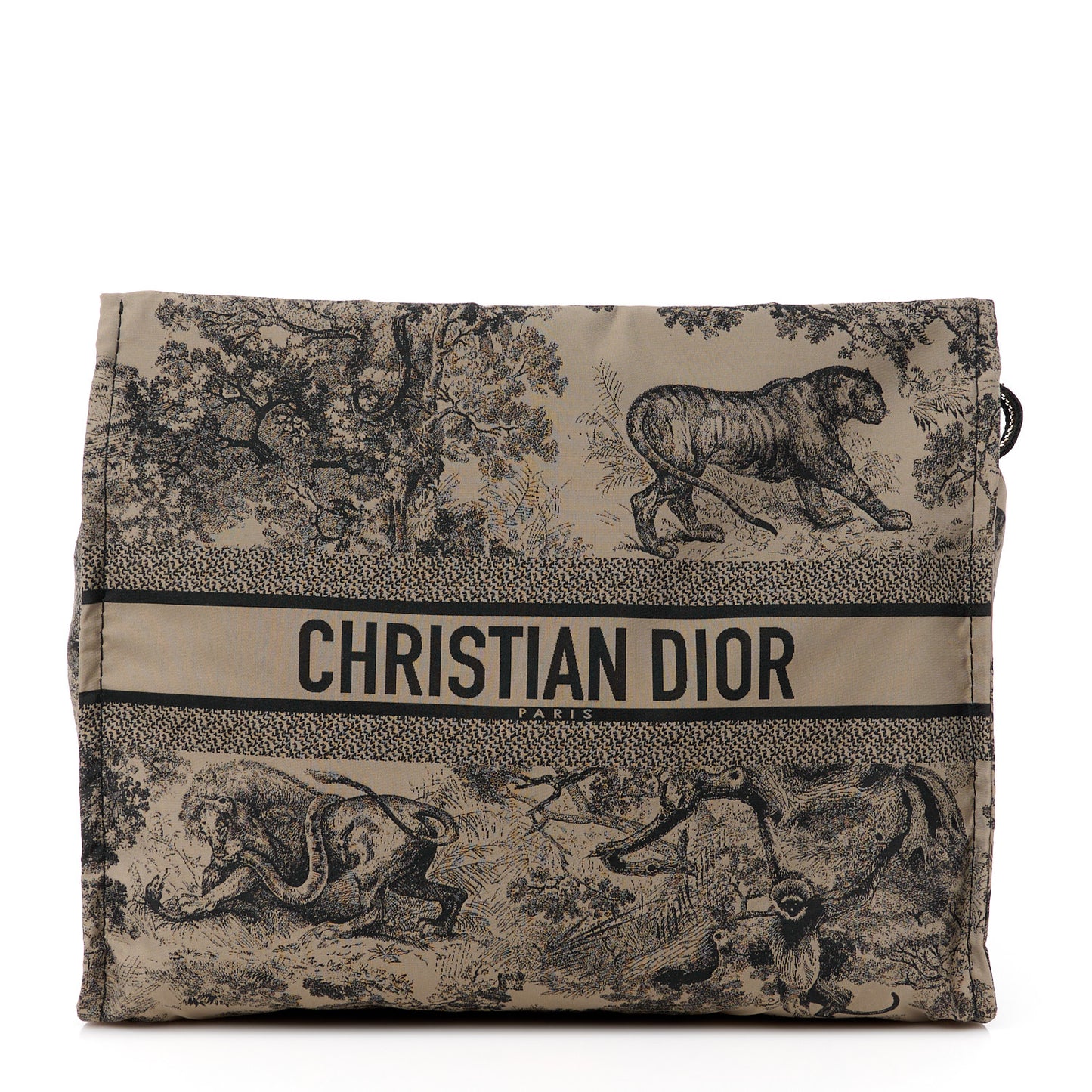 Canvas Embroidered Toile De Jouy Diortravel Zipped Pouch Brown