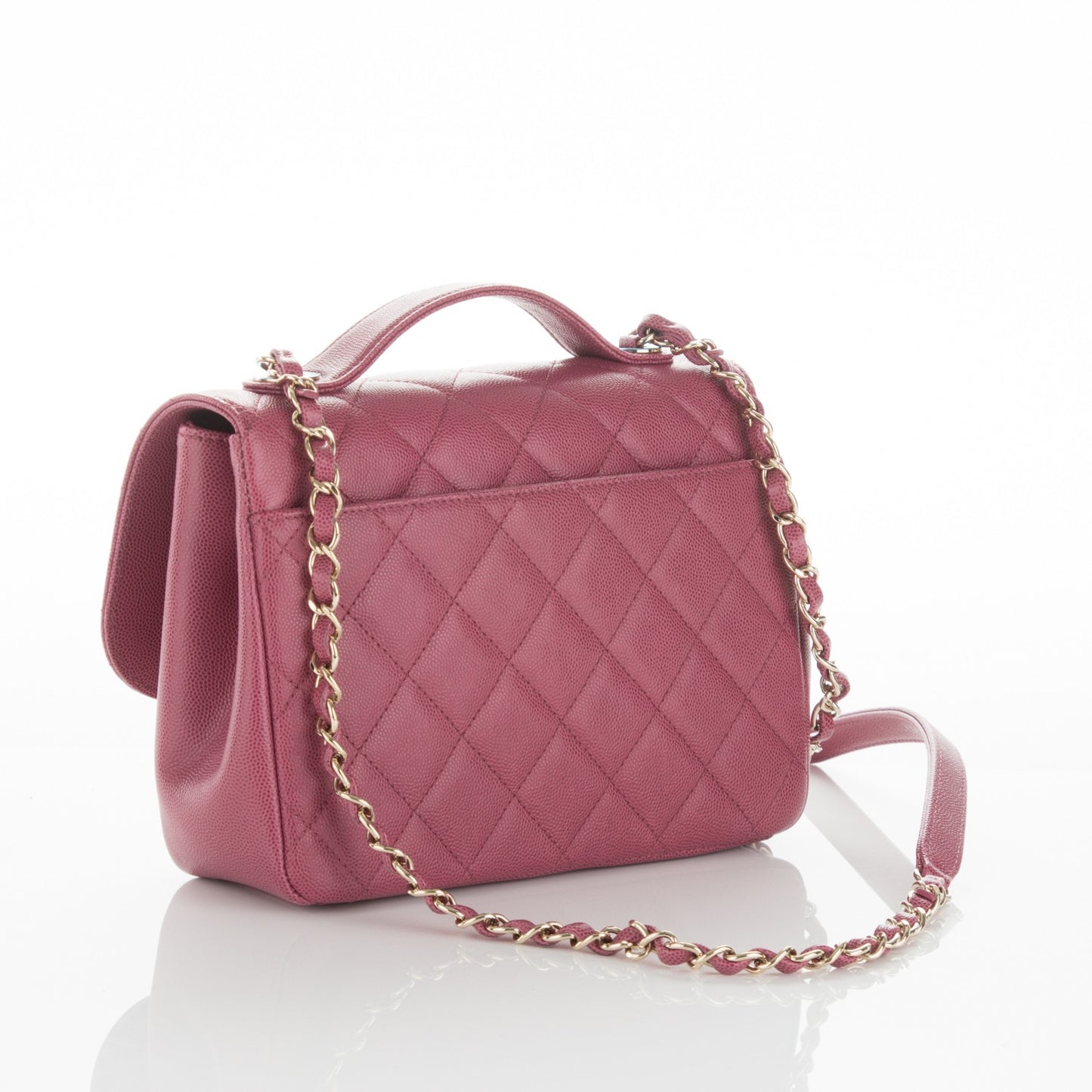 Caviar Quilted Small Business Affinity Flap Dark Pink