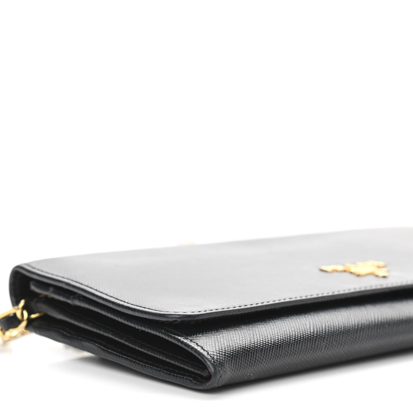 Saffiano Metal Oro Chain Wallet Black
