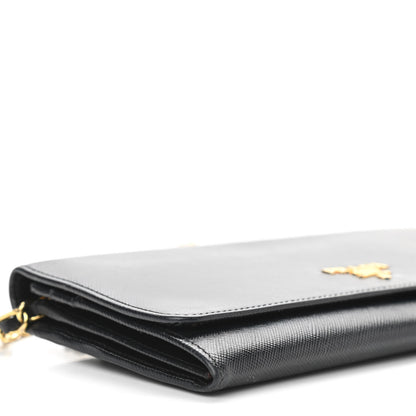 Prada Saffiano Metal Oro Chain Wallet Black 8 of 10