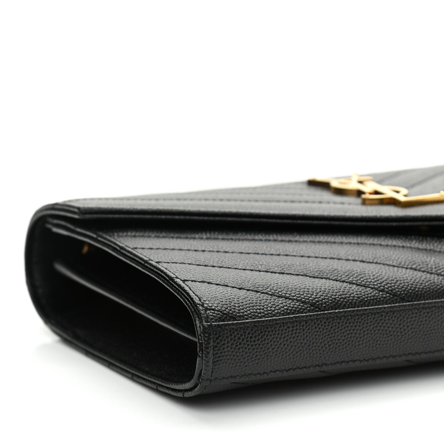 Grain De Poudre Matelasse Chevron Monogram Chain Wallet Black
