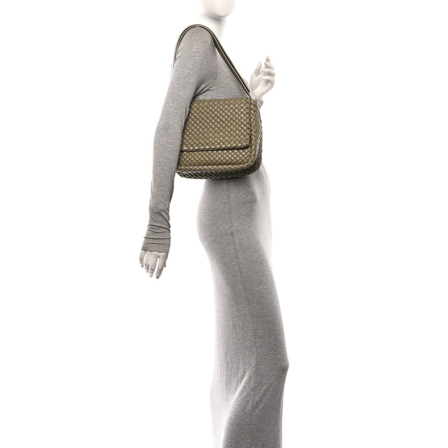 Nappa Intrecciato Small Cobble Messenger Bag Travertine