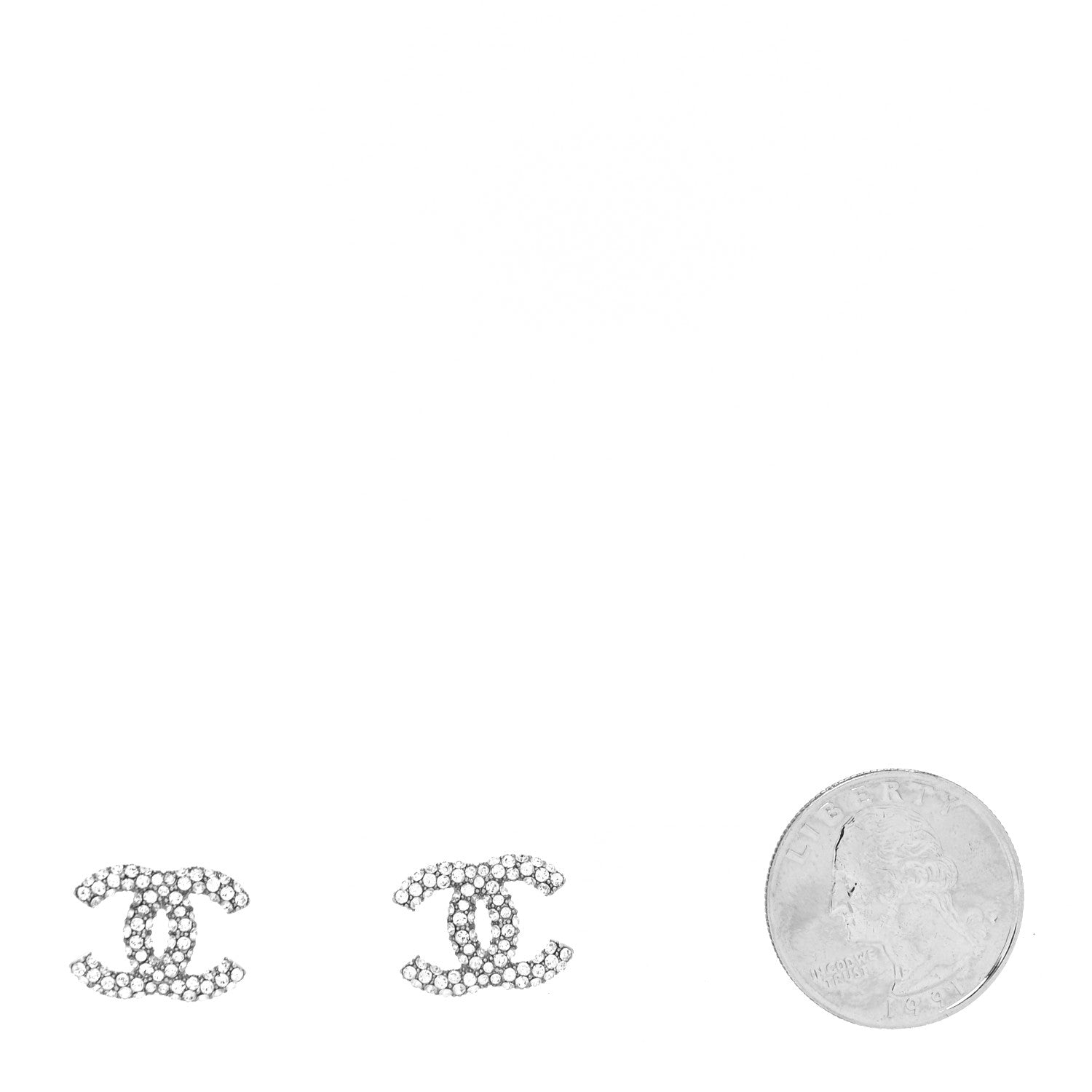 Chanel Crystal Mini CC Earrings Silver 2 of 4