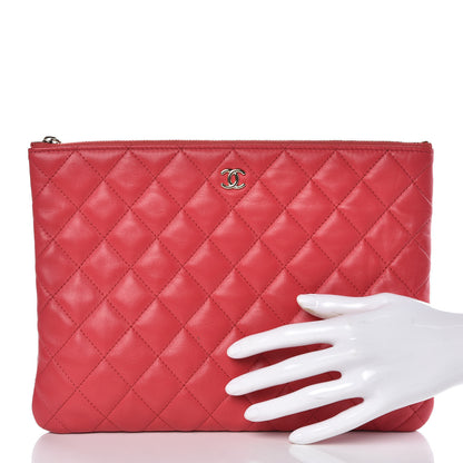 Chanel Lambskin Quilted Medium Cosmetic Case Red 2 of 7