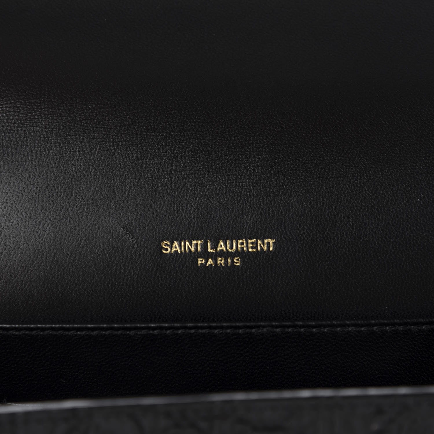 Saint Laurent Calfskin Crocodile Embossed Monogram Cassandra Chain Wallet Black 8 of 11