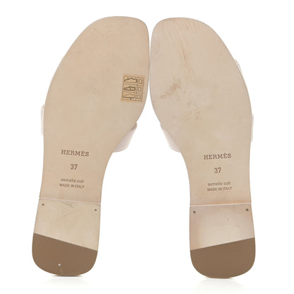 Hermes Box Calfskin Oran Sandals 37 Rose Pale 5 of 12