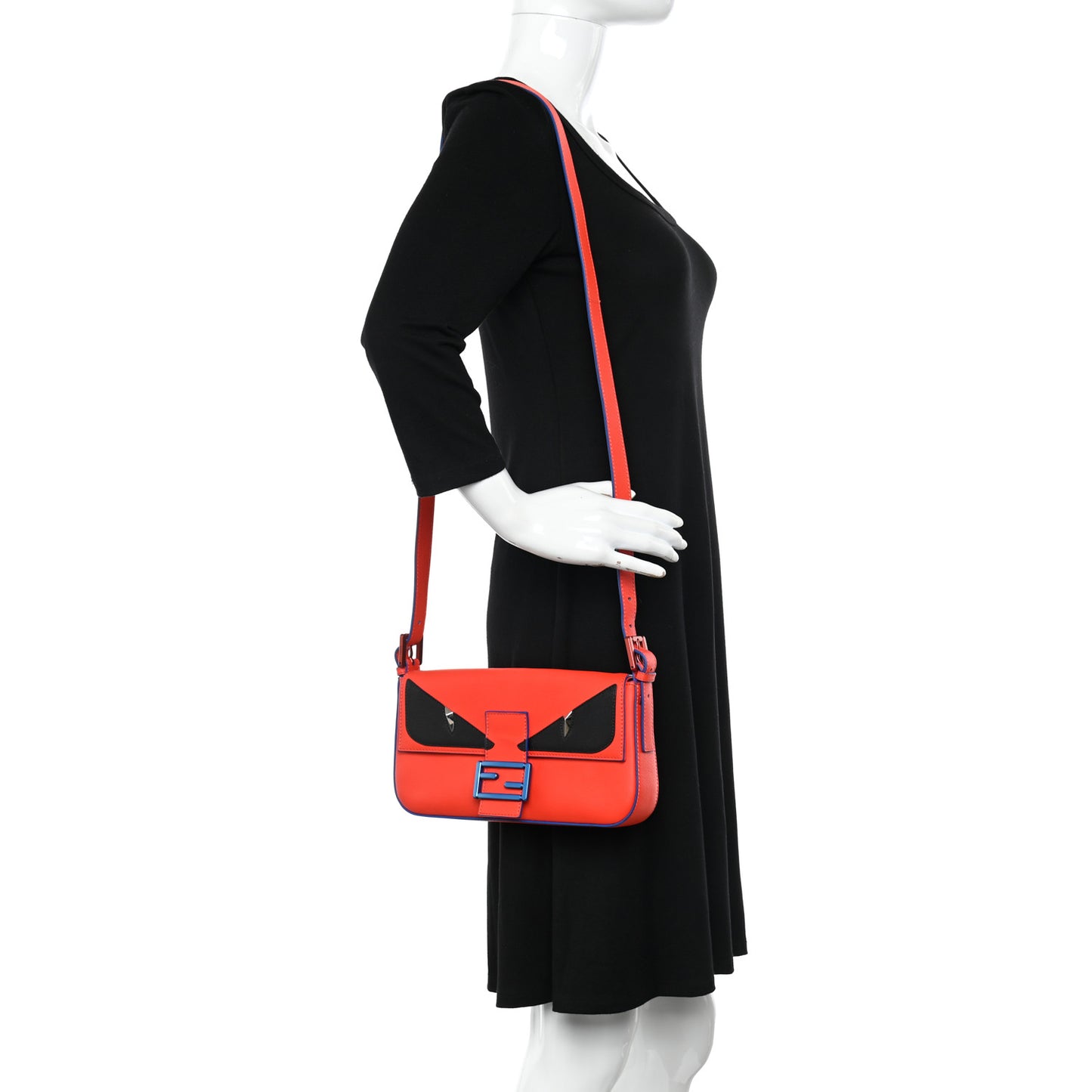 Vitello Dolce Elite Monster Eyes Bi-Color Baguette Papavero Black