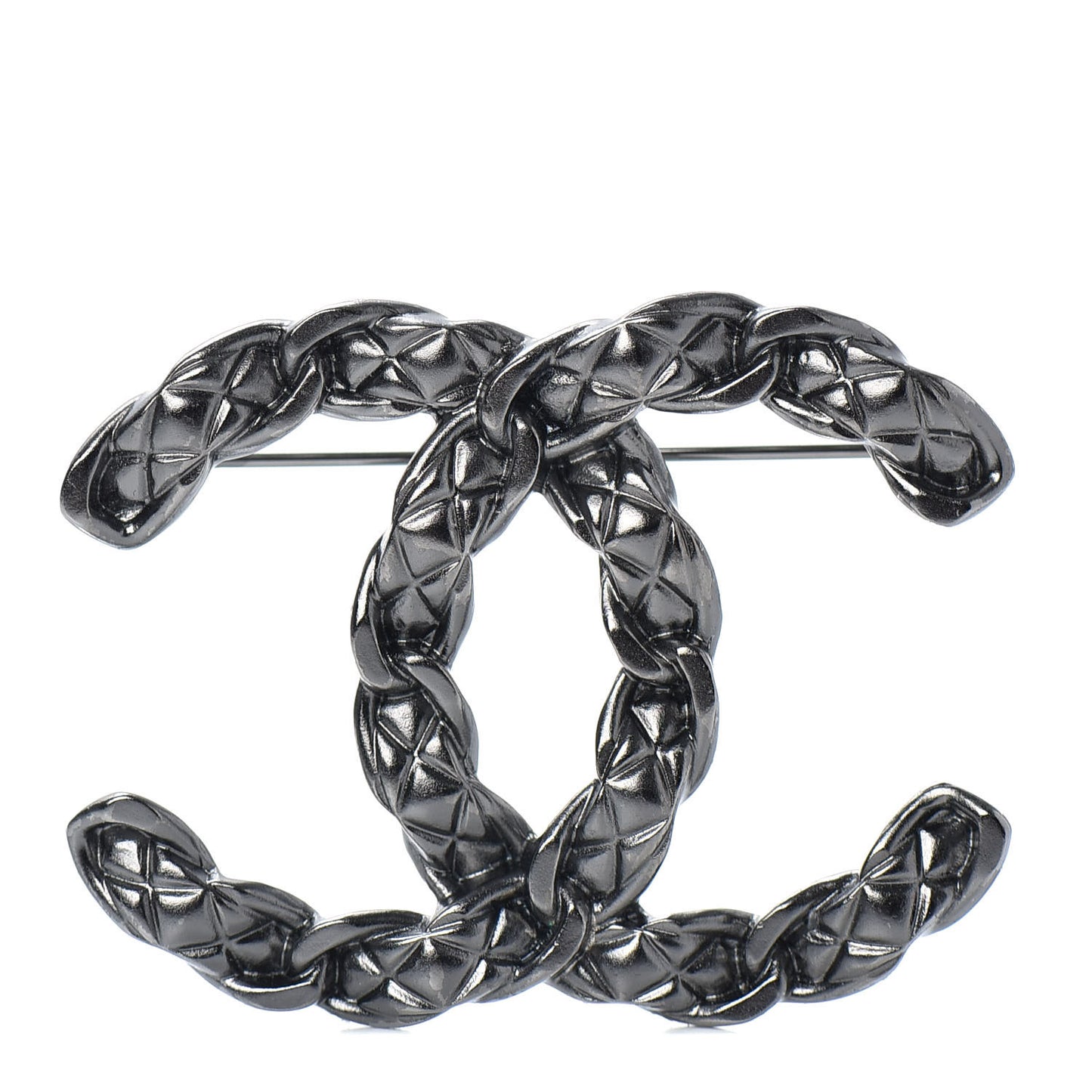Quilted CC Brooch Ruthenium