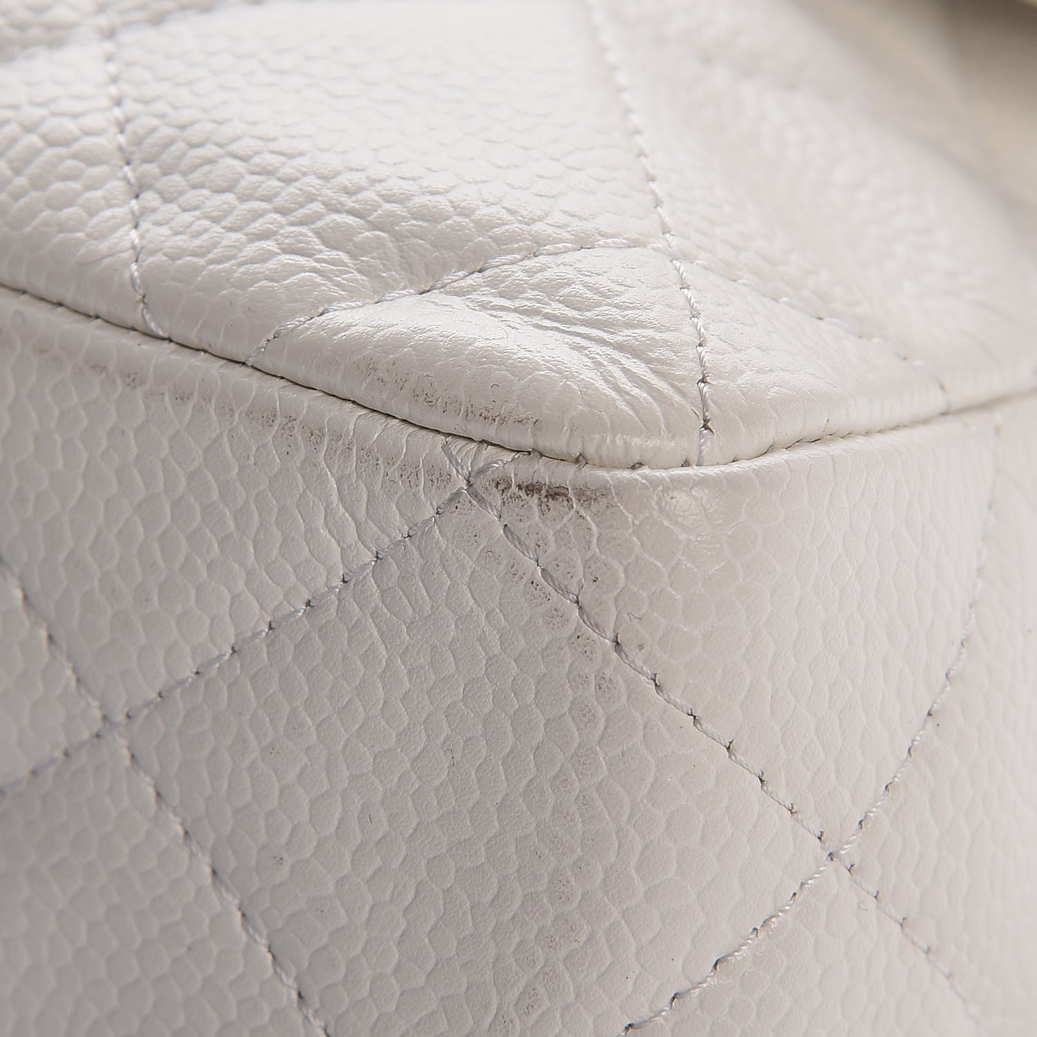 Chanel Caviar Quilted Jumbo Single Flap White 10 of 12