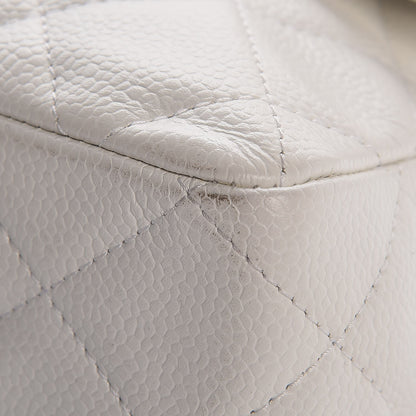 Chanel Caviar Quilted Jumbo Single Flap White 10 of 12