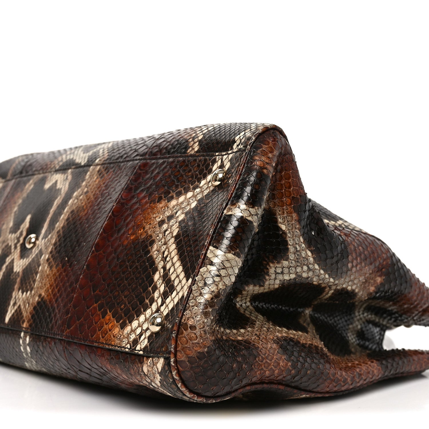 Gucci Snakeskin Large Bamboo Shopper Tote Brown 9 of 12