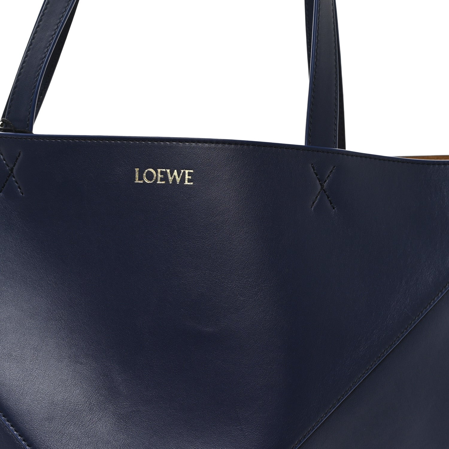 Loewe Shiny Calfskin Large Puzzle Fold Tote Abyss Blue 7 of 10